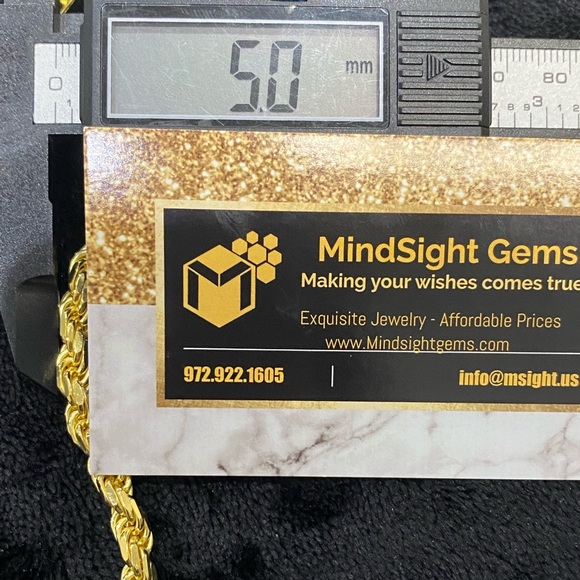 10k gold vermeil men diamond cut rope chain 5mm thick heavy Italian 925 no fade - Picture 4 of 5